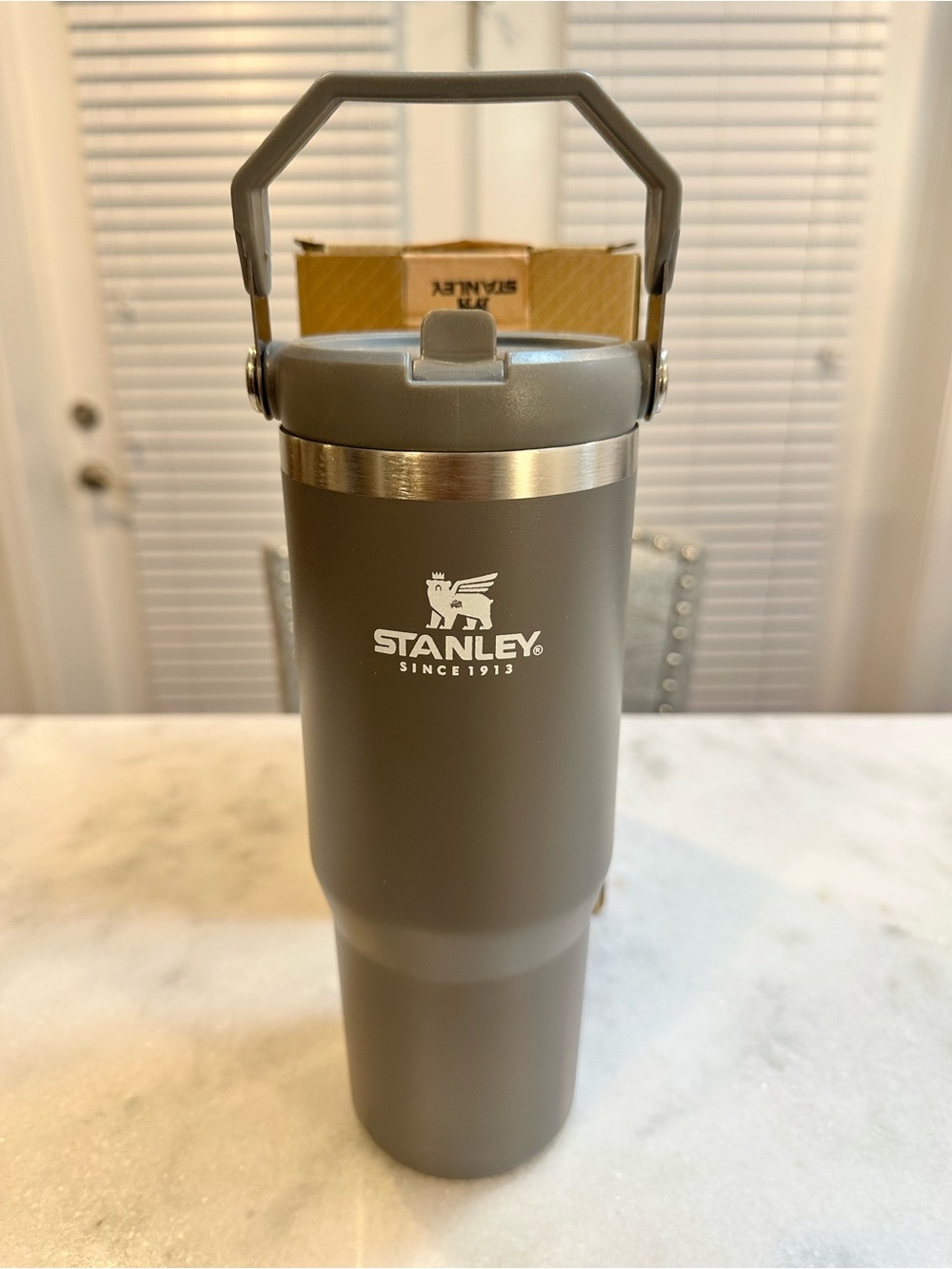 Stanley Classic Solid Gray Travel Tumbler with Carry Handle, 30oz Tumbler